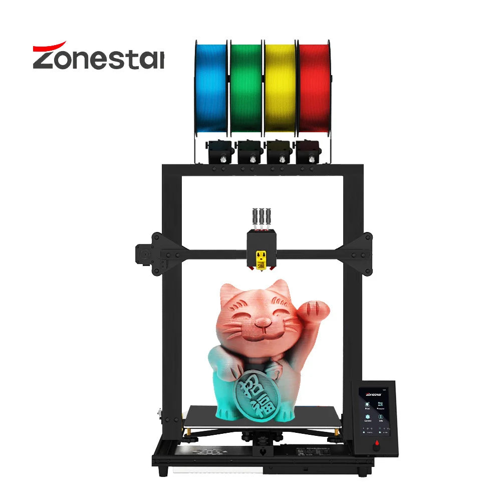 ZONESTAR New Upgrade 4 Extruder 4-IN-1-OUT Mix Multi Color Large Size High Precision Resolution 3D Printer DIY Kit Z8PM4Pro MK2 - i3dyou