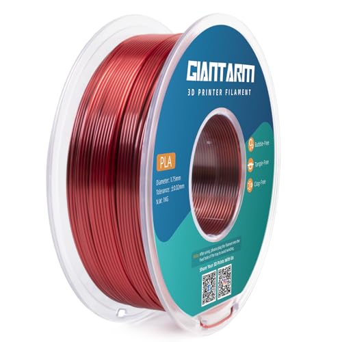 GIANTARM Silk Metallic Silver PLA 3D Printer Filament 1kg Spool, 1.75mm Dimensional Accuracy +/-0.03mm, 1080 Feet per Roll, Vacuum Packaging i3dyou