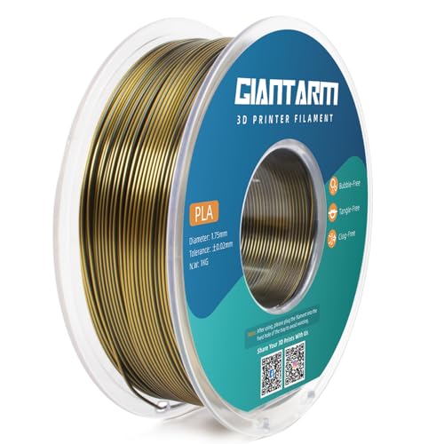 GIANTARM Silk Metallic Silver PLA 3D Printer Filament 1kg Spool, 1.75mm Dimensional Accuracy +/-0.03mm, 1080 Feet per Roll, Vacuum Packaging i3dyou