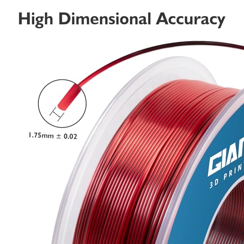 GIANTARM Silk Metallic Silver PLA 3D Printer Filament 1kg Spool, 1.75mm Dimensional Accuracy +/-0.03mm, 1080 Feet per Roll, Vacuum Packaging i3dyou