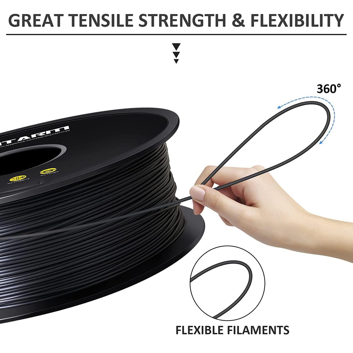 GIANTARM Silk Metallic Silver PLA 3D Printer Filament 1kg Spool, 1.75mm Dimensional Accuracy +/-0.03mm, 1080 Feet per Roll, Vacuum Packaging i3dyou