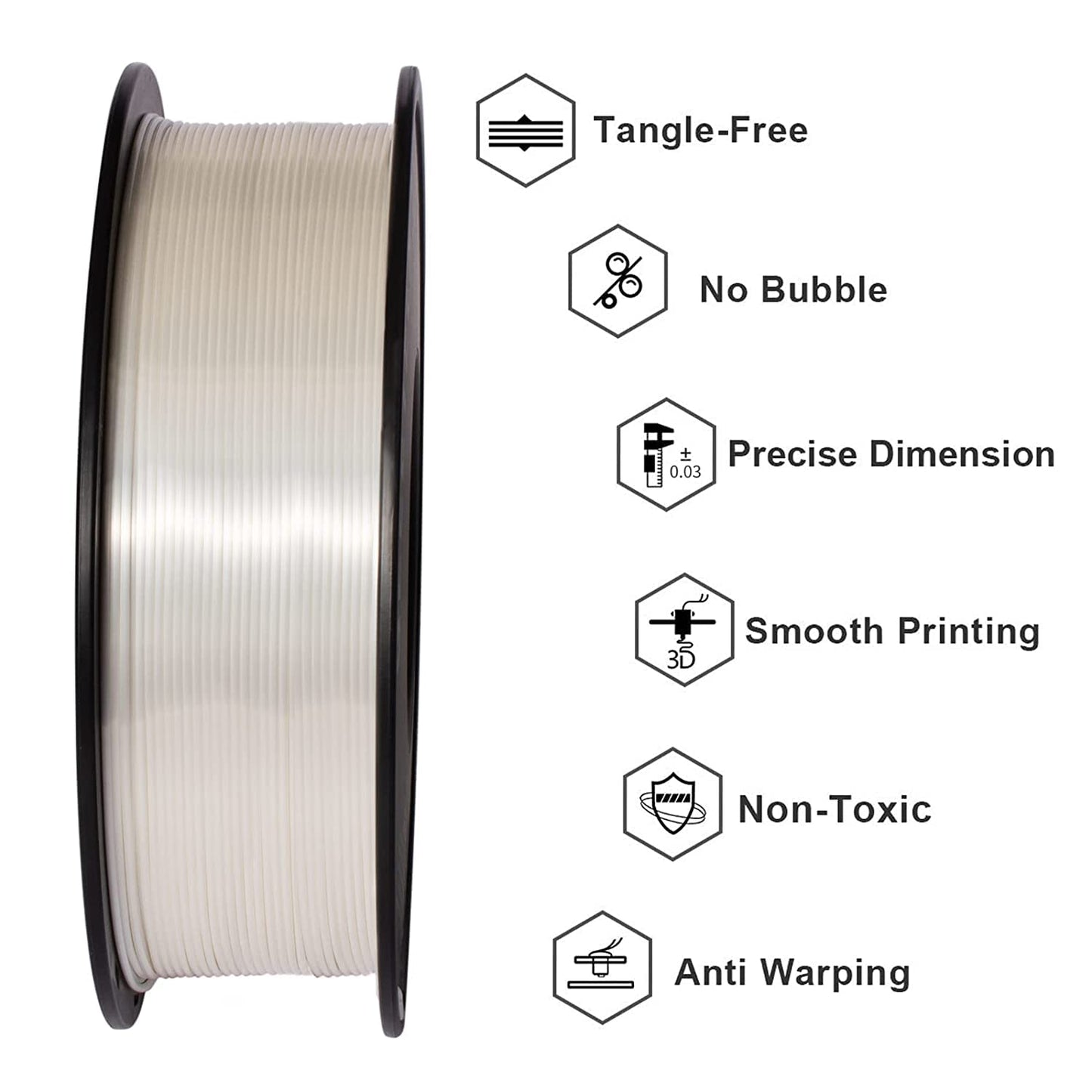 GIANTARM Silk Metallic Silver PLA 3D Printer Filament 1kg Spool, 1.75mm Dimensional Accuracy +/-0.03mm, 1080 Feet per Roll, Vacuum Packaging i3dyou