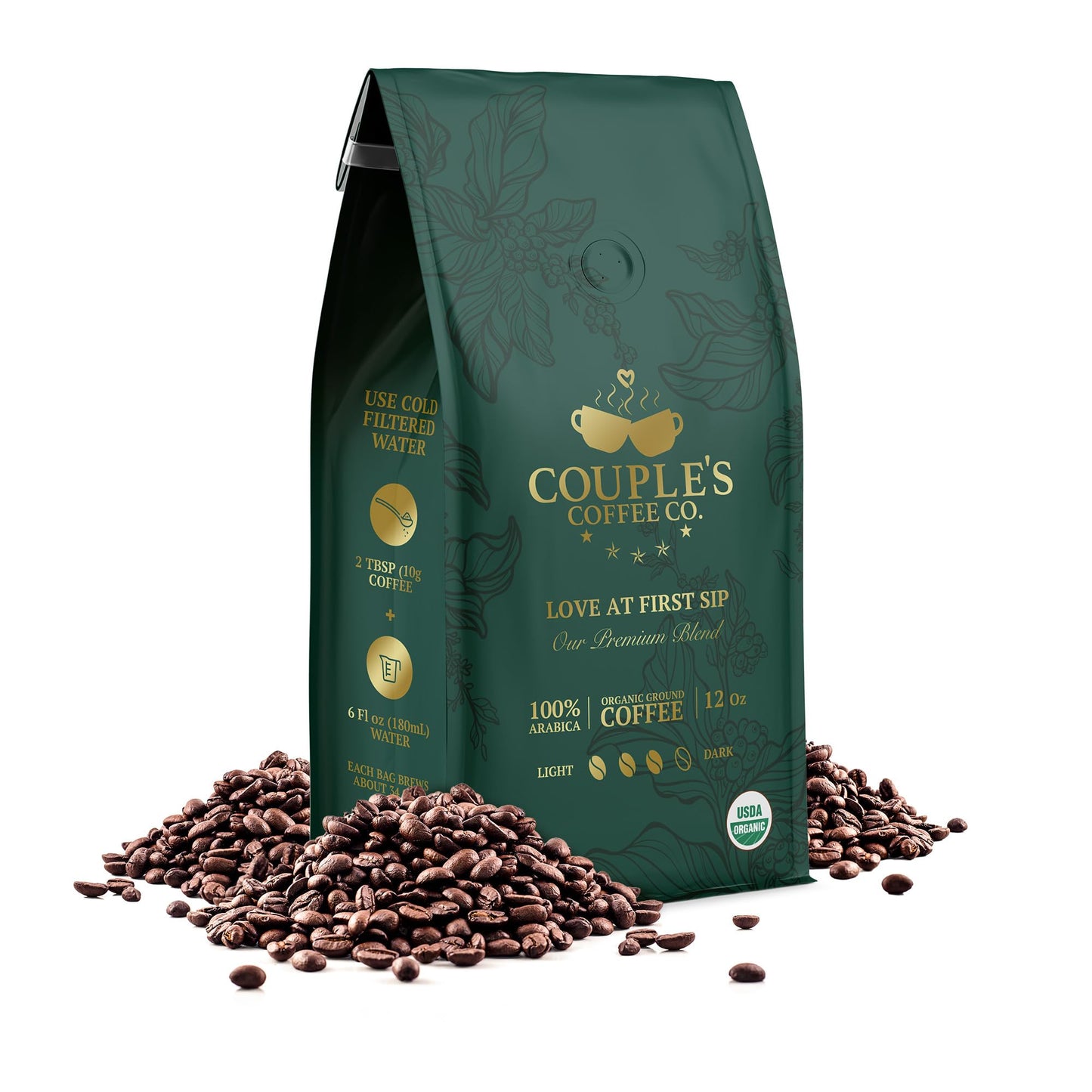 Couple's Coffee Ground Coffee | Jamaican Me Crazy Medium Roast Coffee Blend | Gourmet Flavored Coffee with Smooth Vanilla Caramel Flavors | Made with 100% Arabica Beans | 12oz bag brews about 34 cups i3dyou