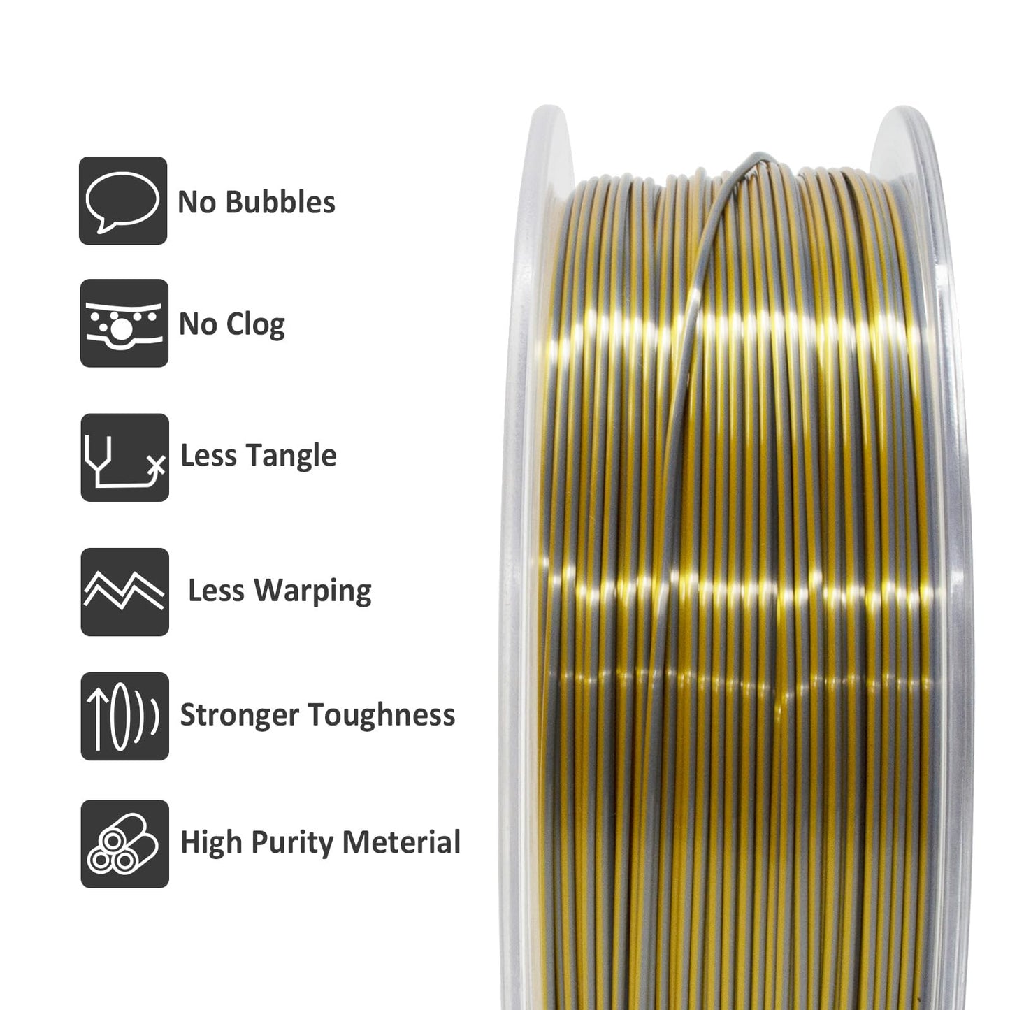 GIANTARM Silk Metallic Silver PLA 3D Printer Filament 1kg Spool, 1.75mm Dimensional Accuracy +/-0.03mm, 1080 Feet per Roll, Vacuum Packaging i3dyou