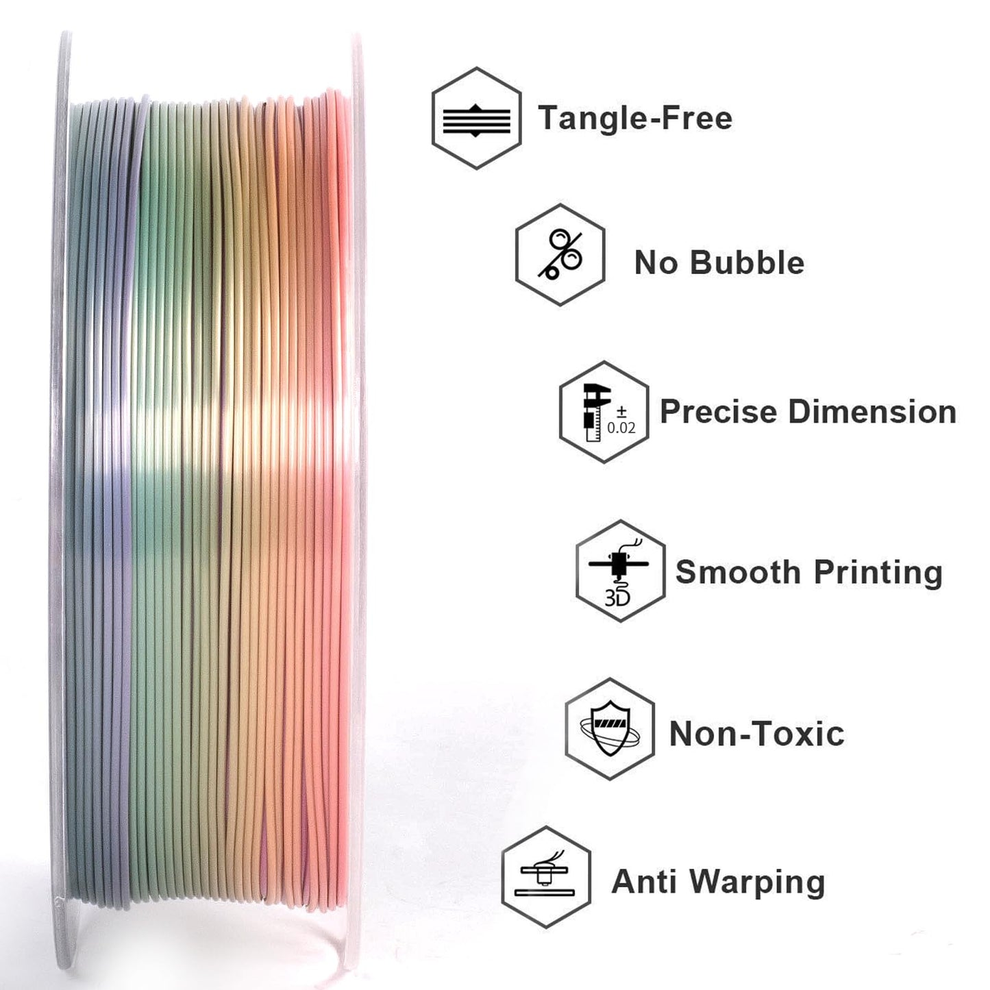 GIANTARM Silk Metallic Silver PLA 3D Printer Filament 1kg Spool, 1.75mm Dimensional Accuracy +/-0.03mm, 1080 Feet per Roll, Vacuum Packaging i3dyou