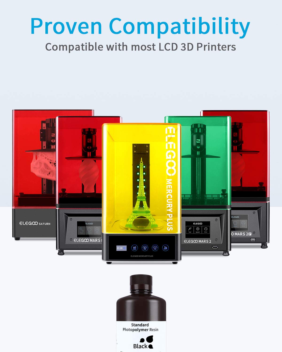 ELEGOO Upgraded 8K Standard Photopolymer 3D Printer Resin 405nm UV-Curing Resin Best for 8K/12K/14K Saturn MSLA DLP LCD 3D Printing Space Grey 1000G i3dyou