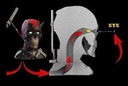 Deadpool head Bust 3D STL File Deadpool face bust Led eyes STL file ready to download - i3dyou