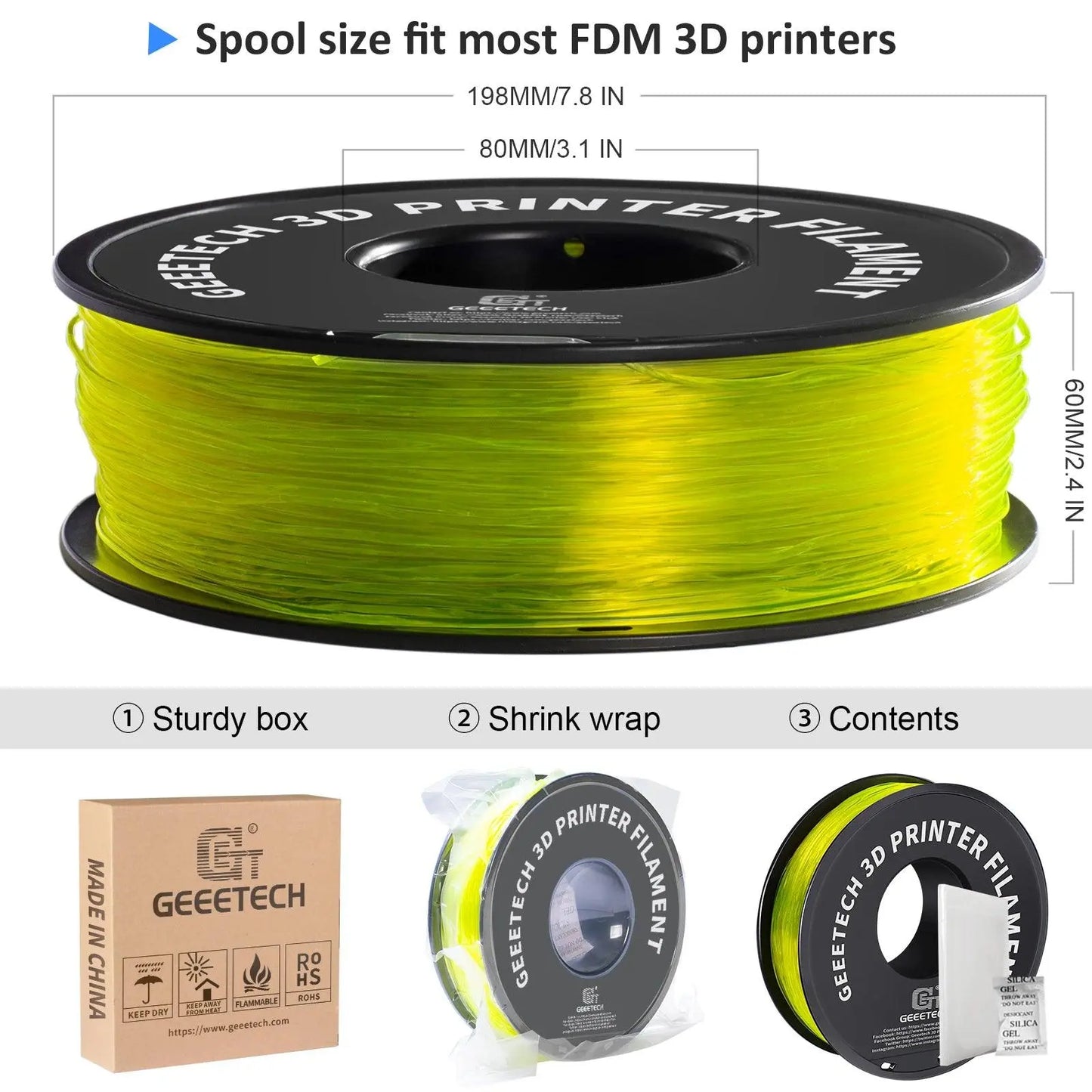 GEEETECH 1KG 1.75mm TPU Filament Flexible material for 3D Printers overseas warehouse fast shipping - i3dyou