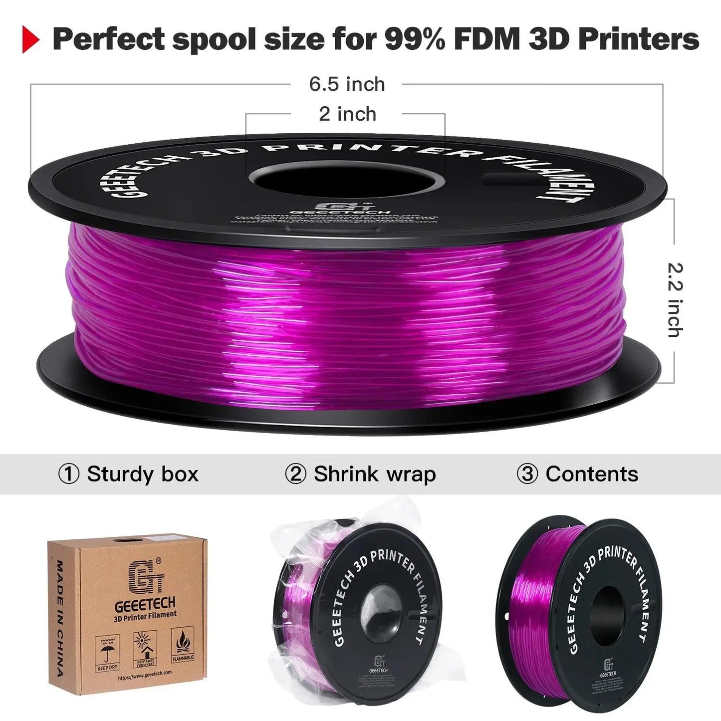 GEEETECH 1KG 1.75mm TPU Filament Flexible material for 3D Printers overseas warehouse fast shipping - i3dyou