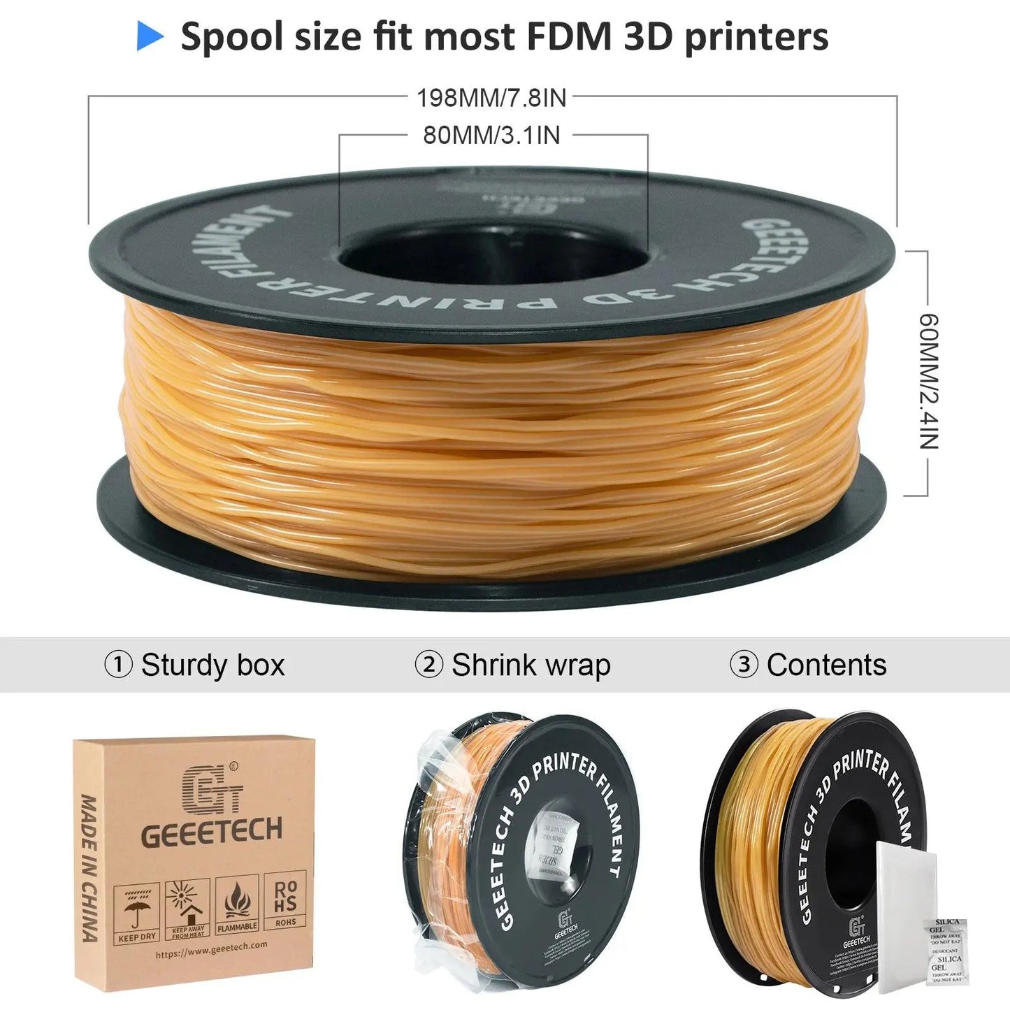 GEEETECH 1KG 1.75mm TPU Filament Flexible material for 3D Printers overseas warehouse fast shipping - i3dyou