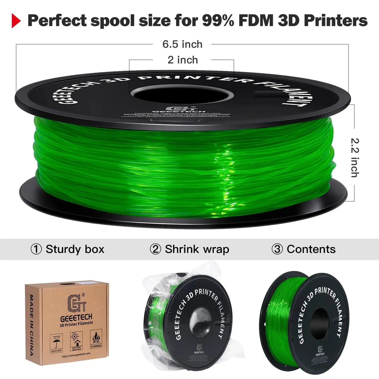 GEEETECH 1KG 1.75mm TPU Filament Flexible material for 3D Printers overseas warehouse fast shipping - i3dyou