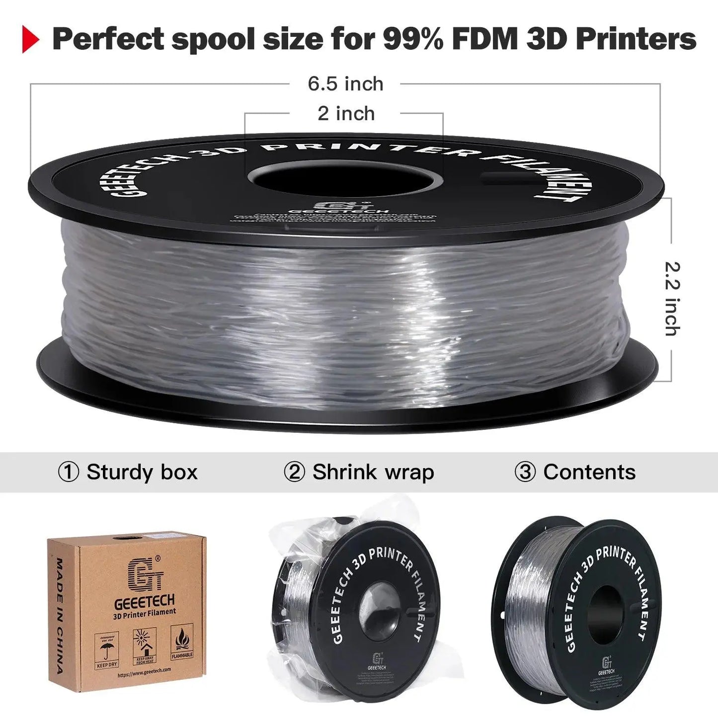 GEEETECH 1KG 1.75mm TPU Filament Flexible material for 3D Printers overseas warehouse fast shipping - i3dyou