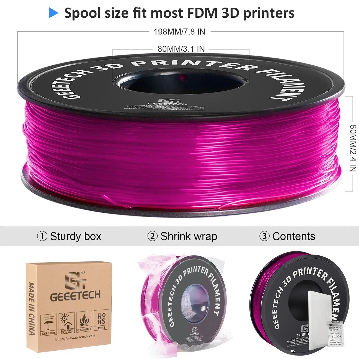 GEEETECH 1KG 1.75mm TPU Filament Flexible material for 3D Printers overseas warehouse fast shipping - i3dyou