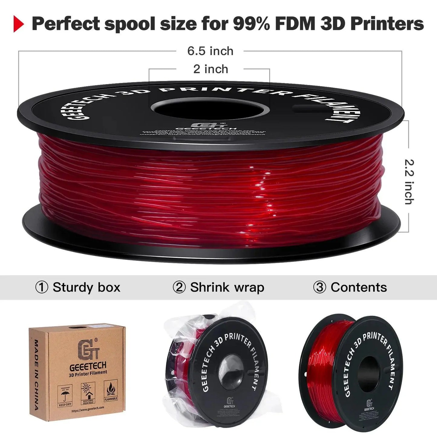 GEEETECH 1KG 1.75mm TPU Filament Flexible material for 3D Printers overseas warehouse fast shipping - i3dyou