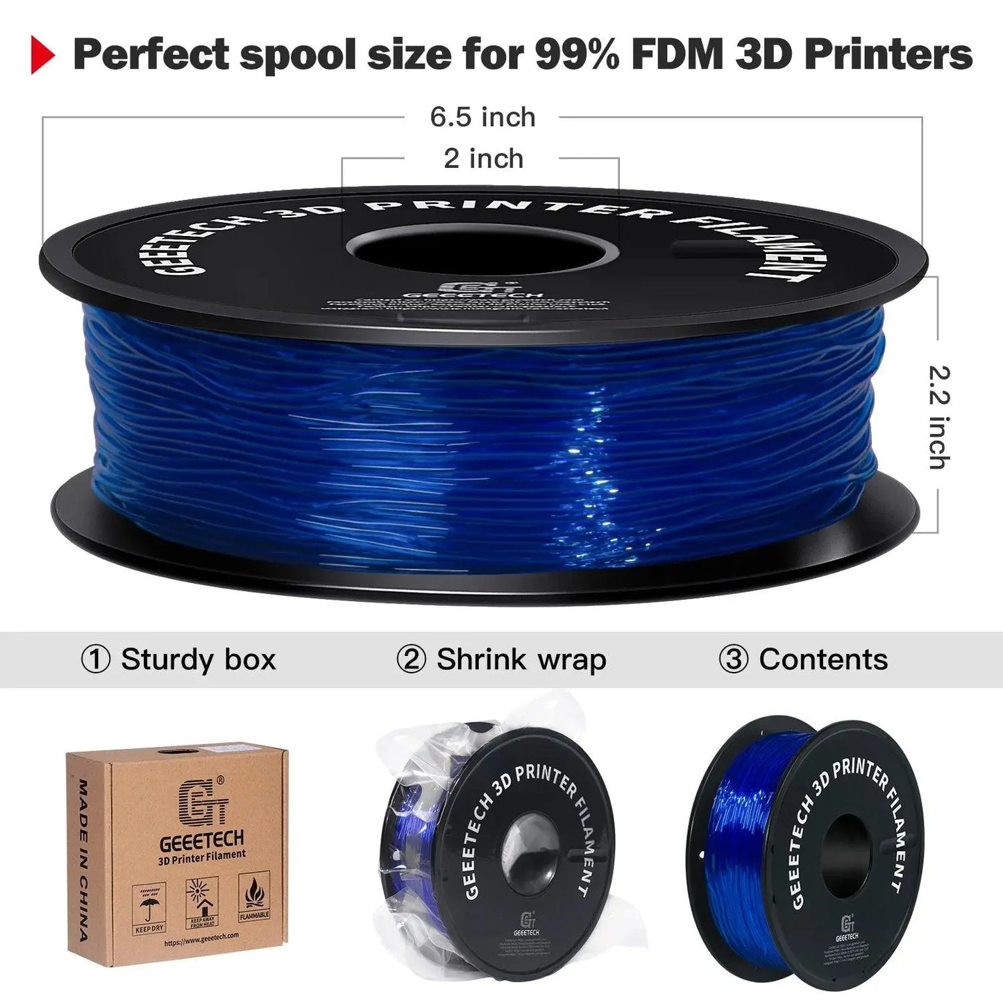 GEEETECH 1KG 1.75mm TPU Filament Flexible material for 3D Printers overseas warehouse fast shipping - i3dyou