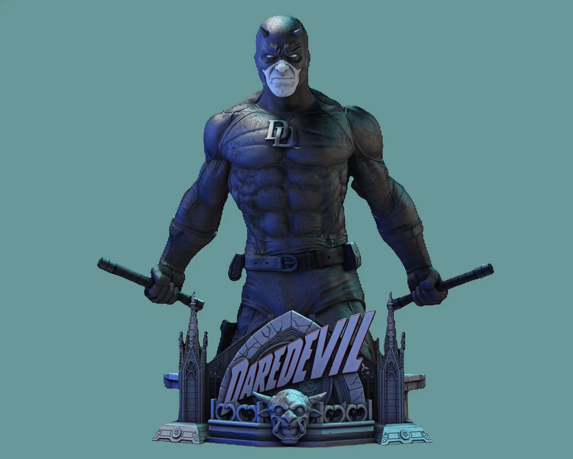 Daredevil, statue, 3d print STL file, Ready to print 3d printing service, sculpture, comics i3dyou