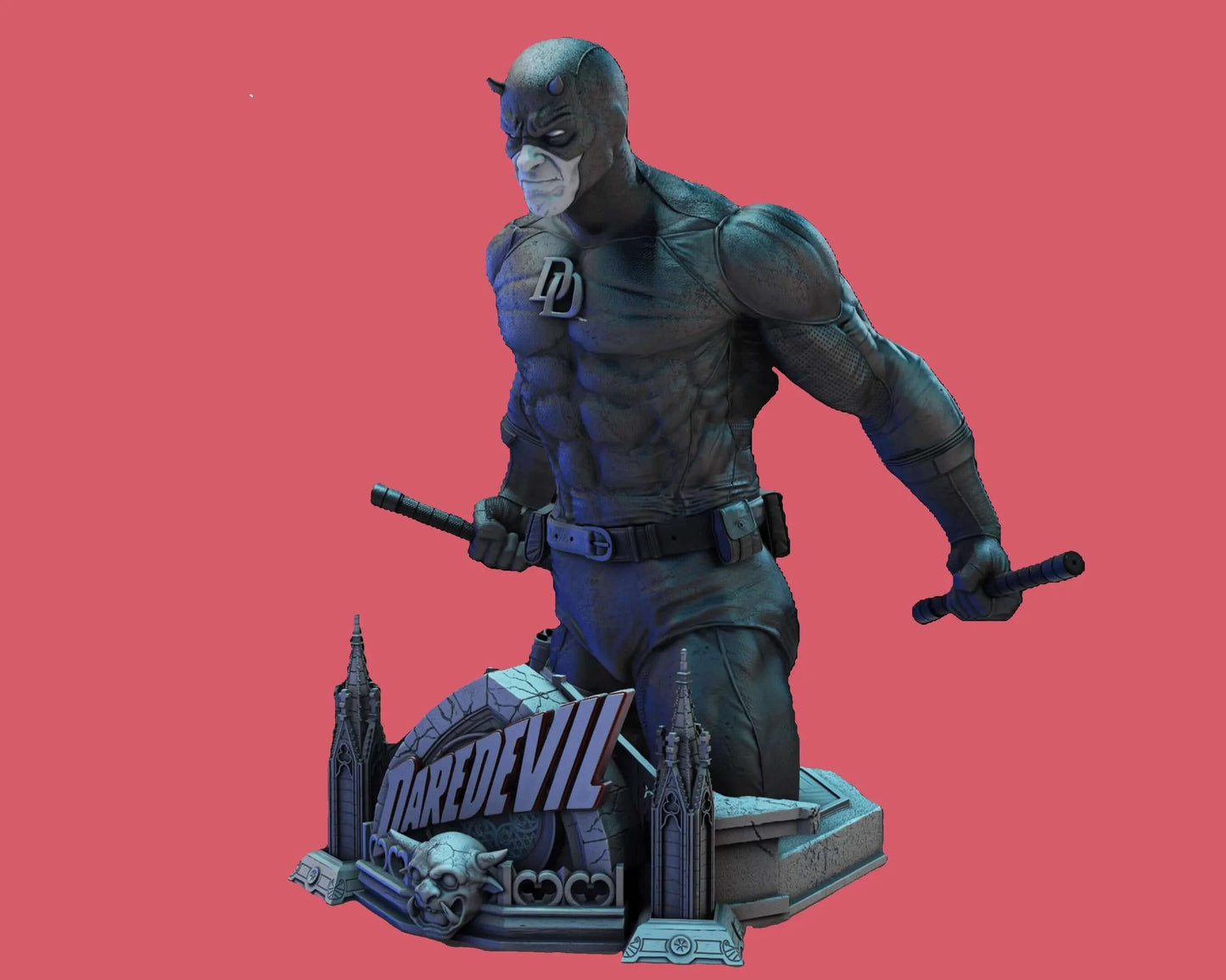 Daredevil, statue, 3d print STL file, Ready to print 3d printing service, sculpture, comics i3dyou