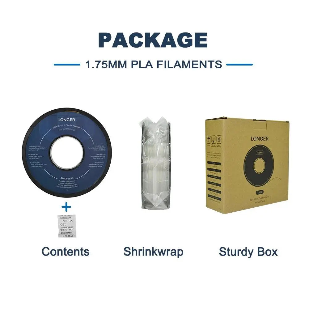 LONGER PLA Filament 1.75mm PLA For 3D Printer 1KG per Roll PLA Material for 3D Printing filamento pla 3d printer filament - i3dyou