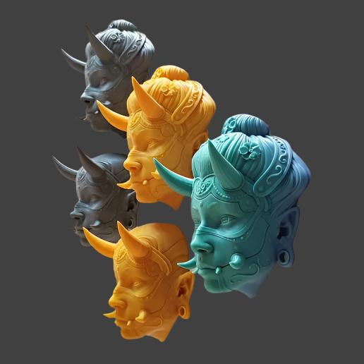 Samurai Skull and Hannya Mask wall Art 3d printable files i3dyou