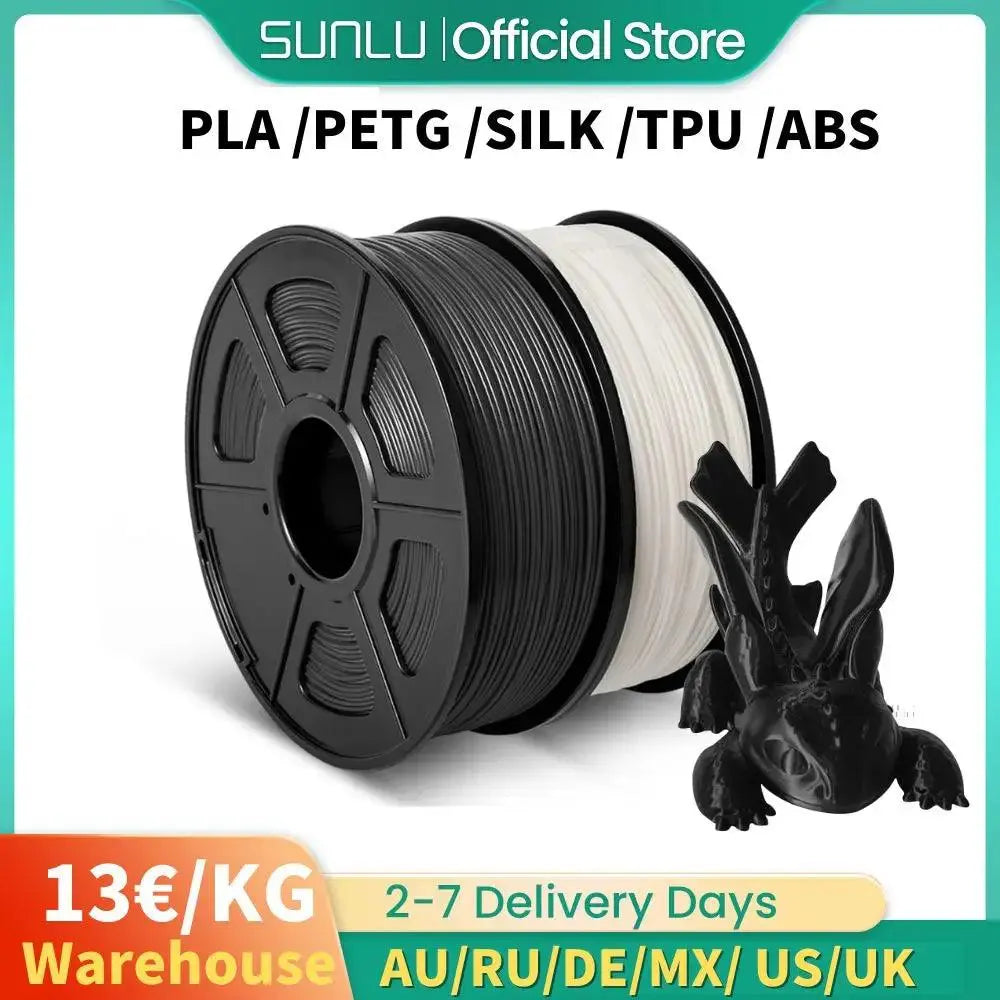 SUNLU PLA PETG SILK TPU ABS Filament 2KG 1.75mm +/-0.02MM 3D Printer Filament Neatly Wound Filament For 3D Printer From Local - i3dyou